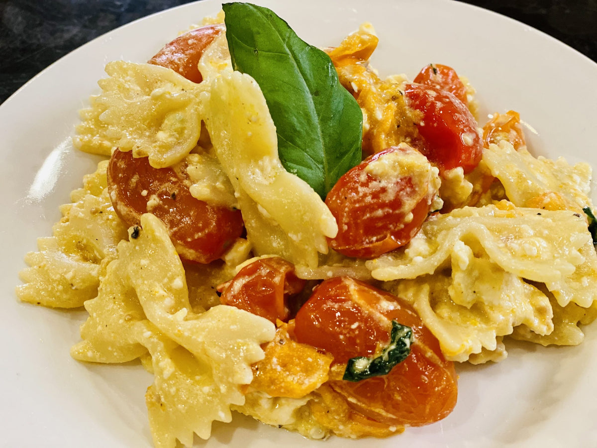 Baked Feta Pasta with Cherry Tomatoes, Basil & Garlic