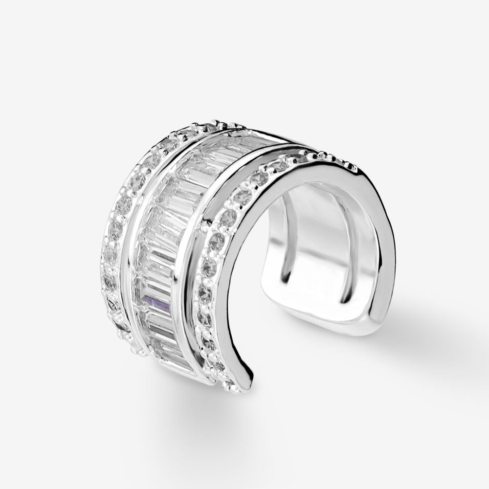 Italian Baguette And Pave Earring Cuff