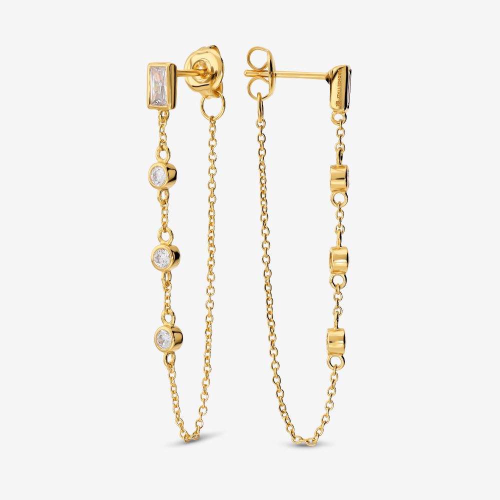 Italian Chain Earrings With Scattered Stones