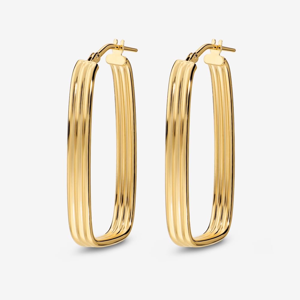 Italian Double Curved Rectangular Hoop Earrings