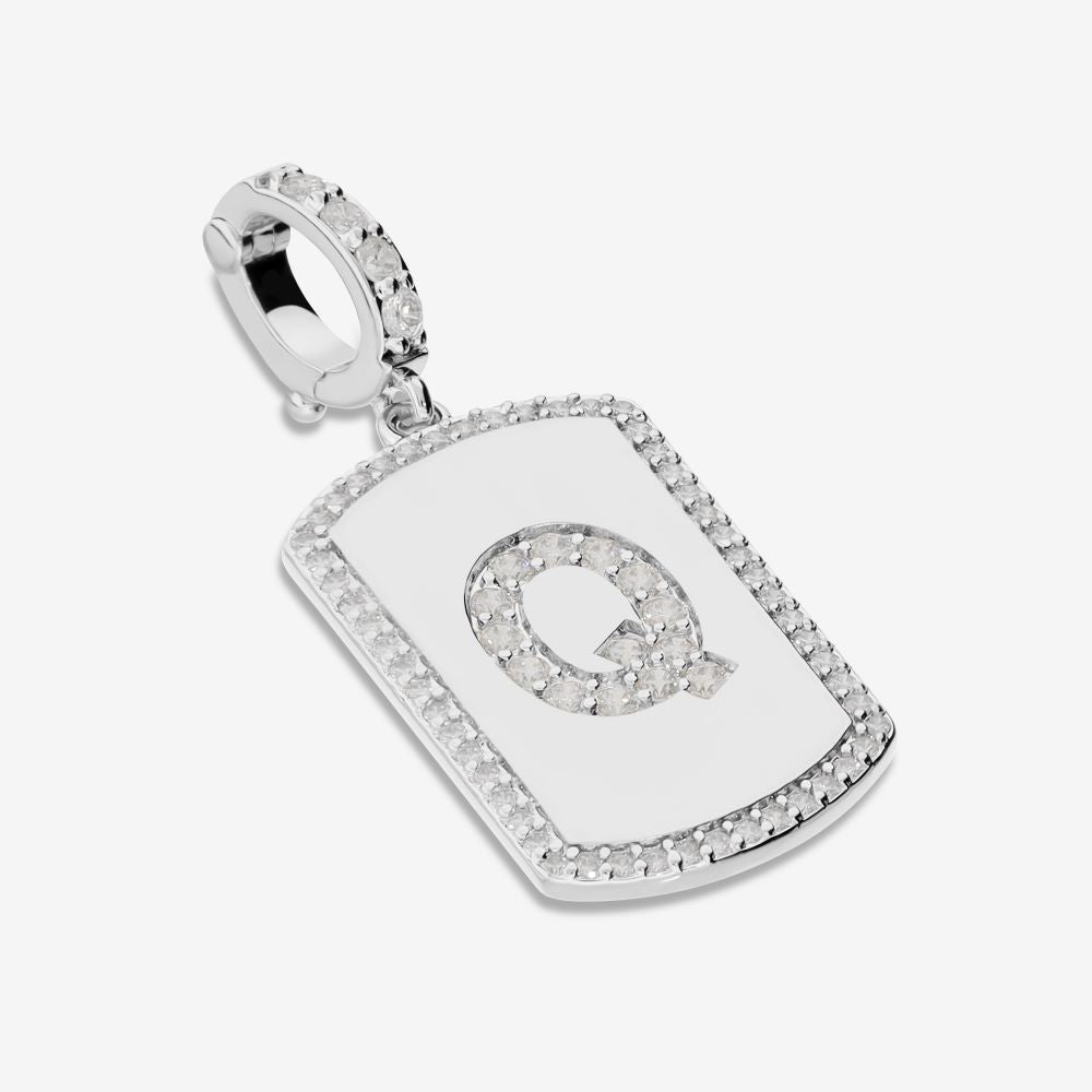 Italian Look of Diamonds Tag Style Initial Enhancer, White