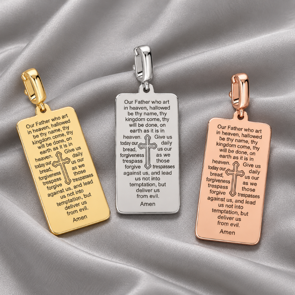 Italian Tag Style Prayer Engraved Enhancer
