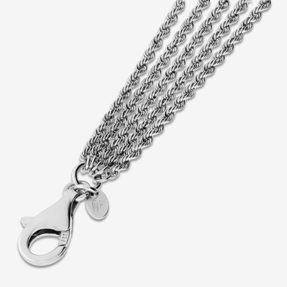 Italian Sterling Silver 5 Strand Rope Necklace