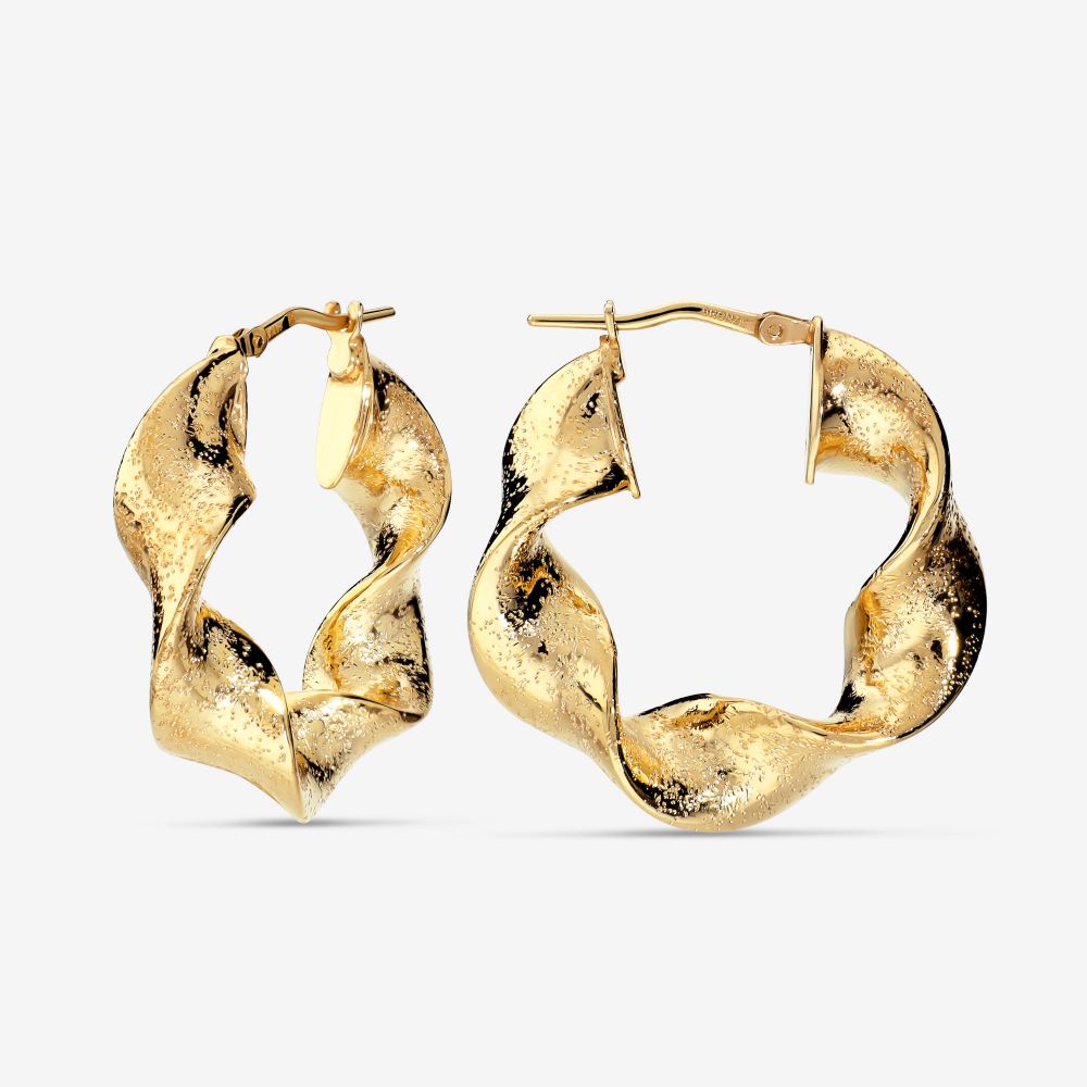 Italian Puntinato Ribbon Twist 1" Hoop Earrings