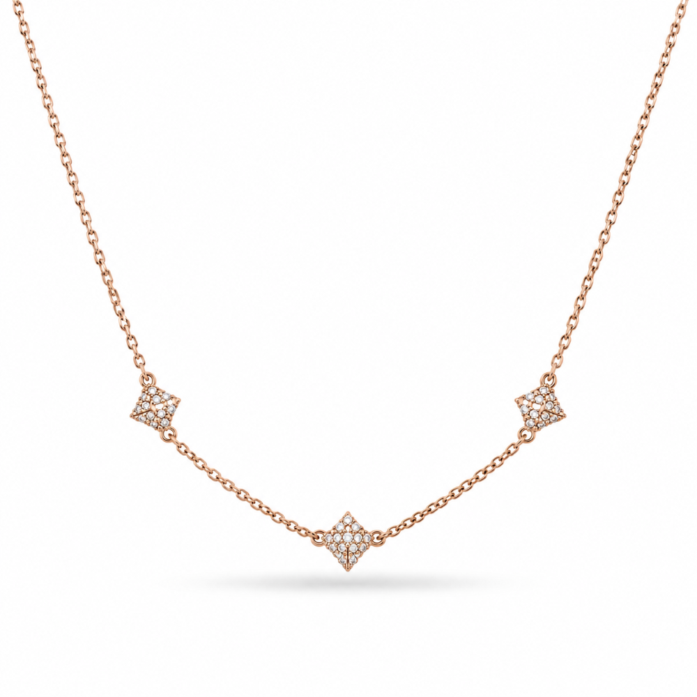 Italian Couture Inspired Pave' Triple Pyramid Necklace