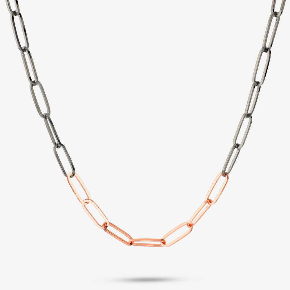 Italian Two Tone Paperclip Link Necklace
