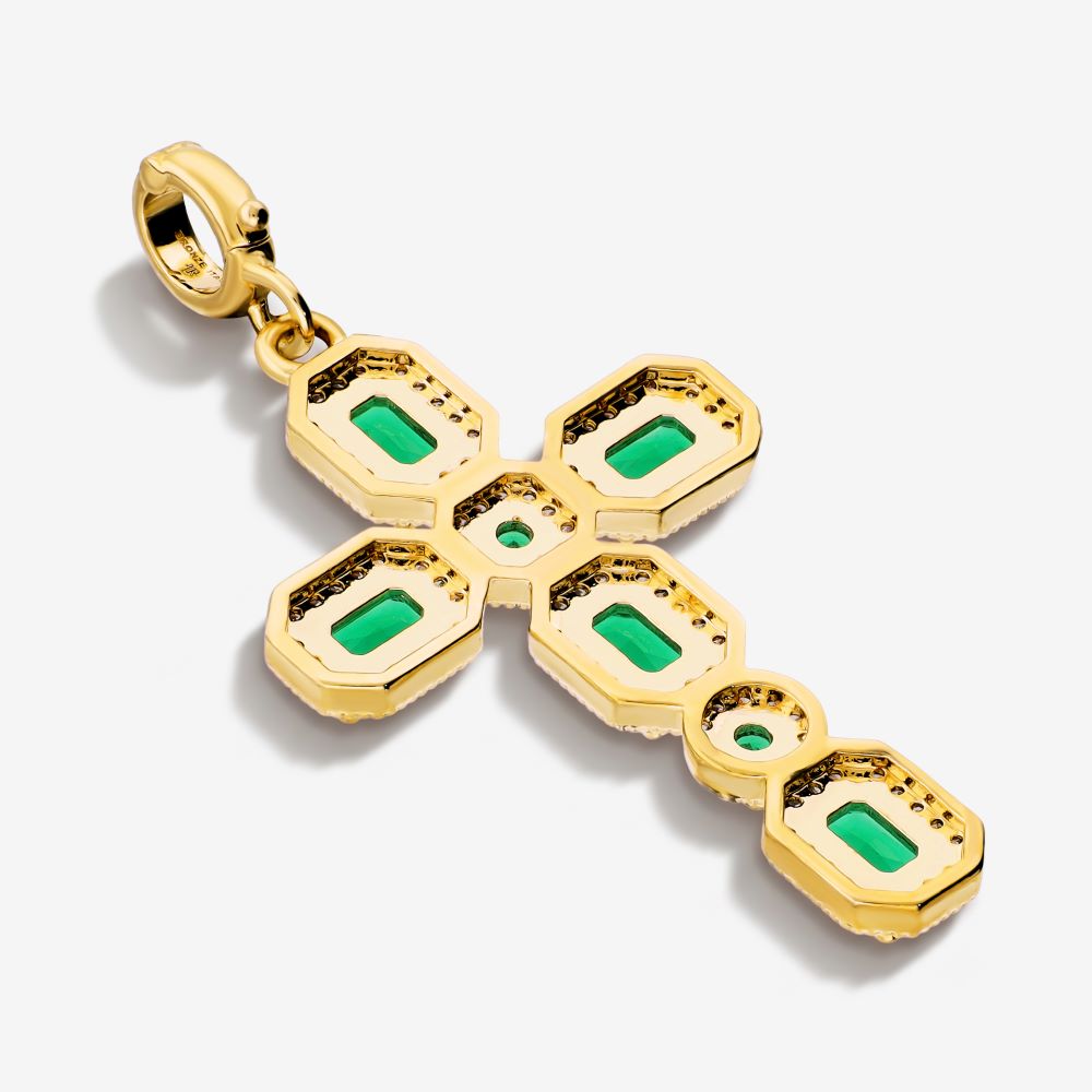 Italian Look of Emeralds and Diamonds Cross Enhancer