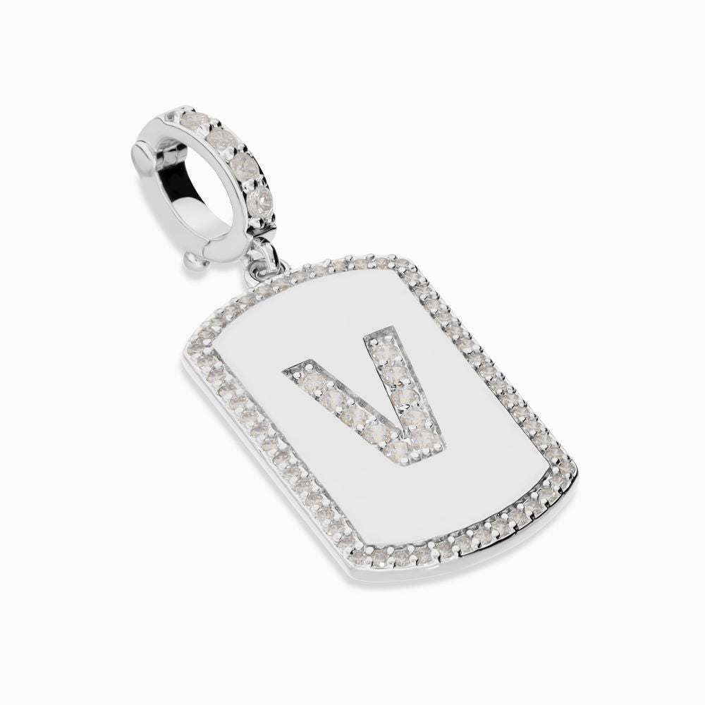 Italian Look of Diamonds Tag Style Initial Enhancer, White
