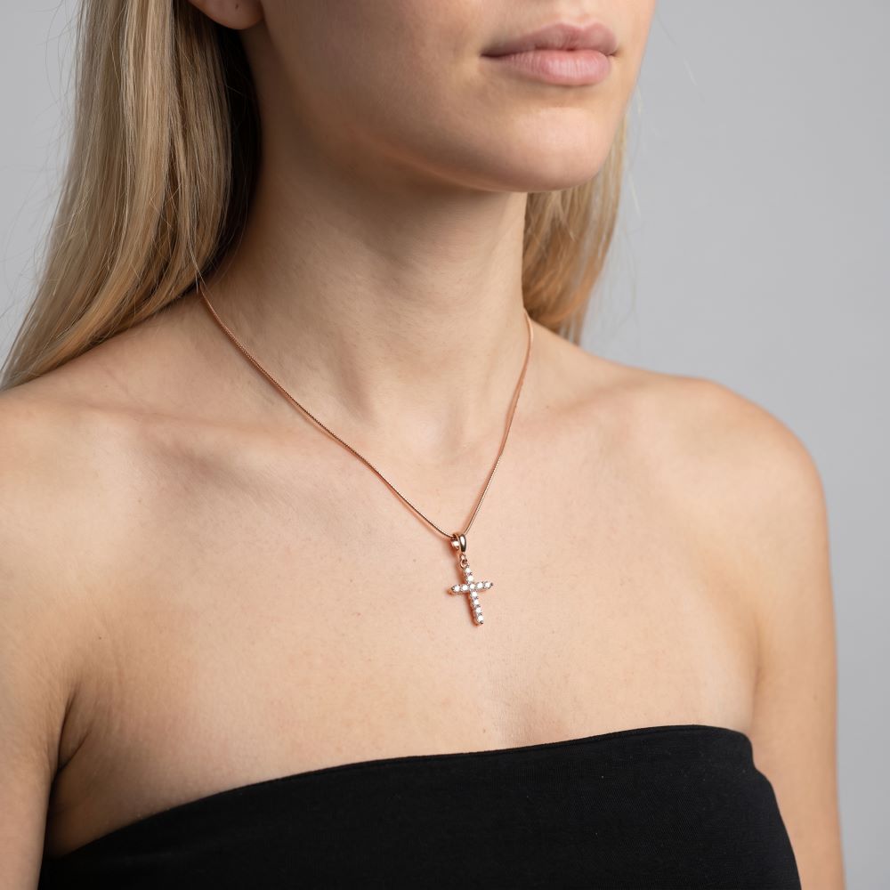 Italian Classic Stone Cross Pendant With Enhancer