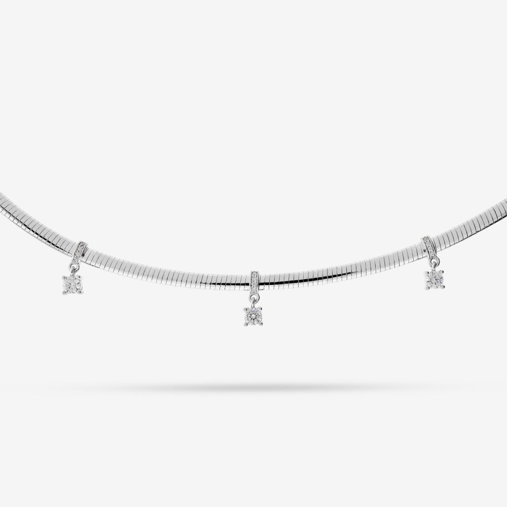 Italian Look of Diamonds Necklace with 3 Drop Stones