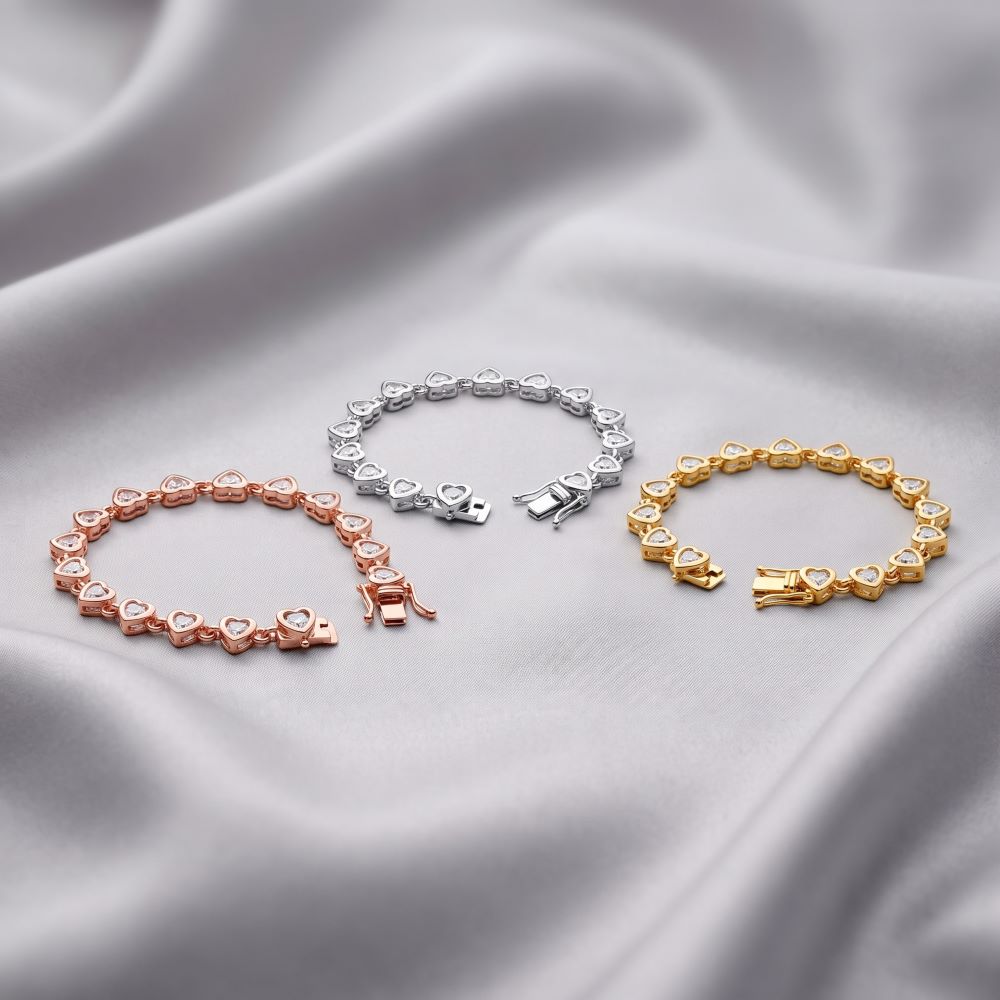 Italian Circling Hearts Tennis Bracelet