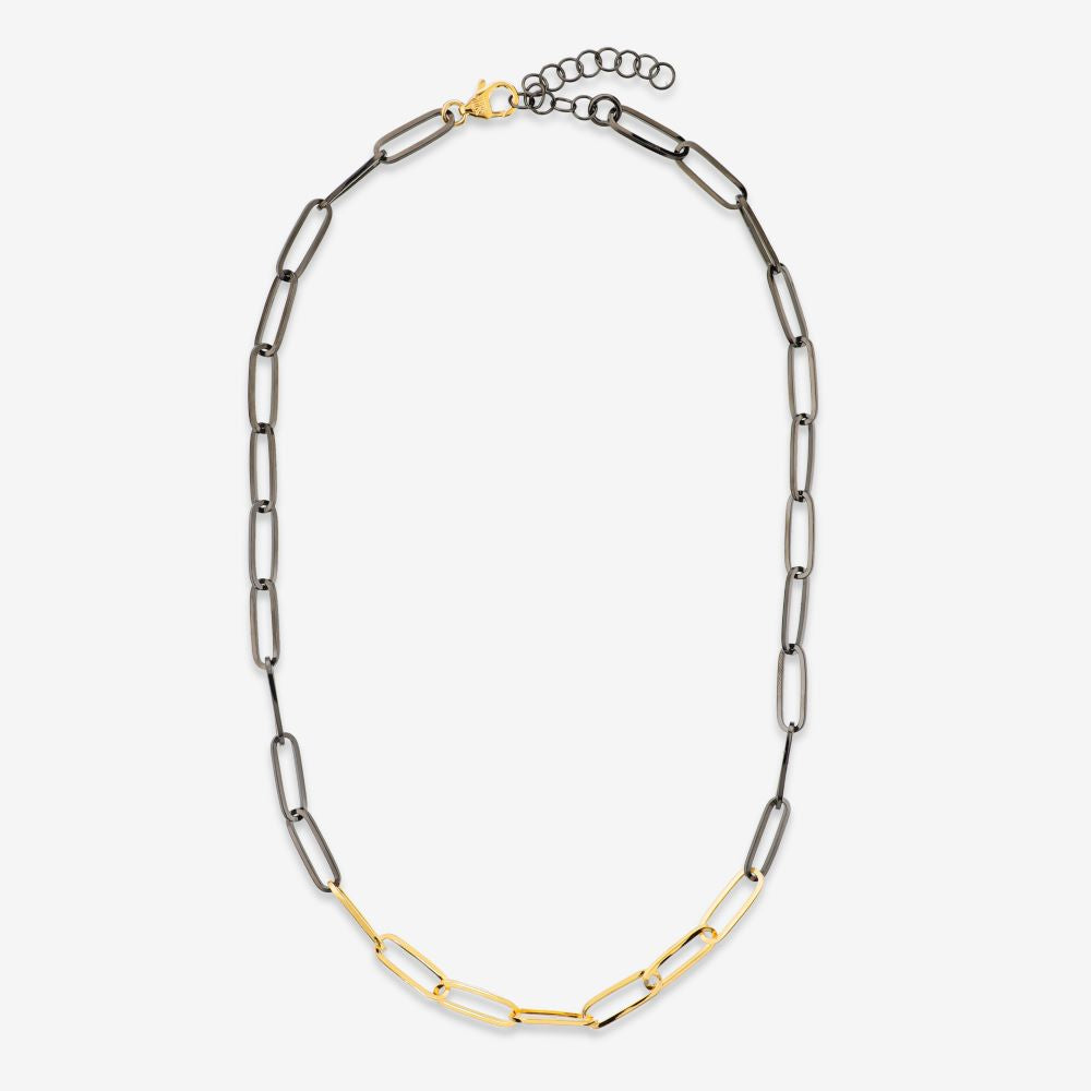Italian Two Tone Paperclip Link Necklace
