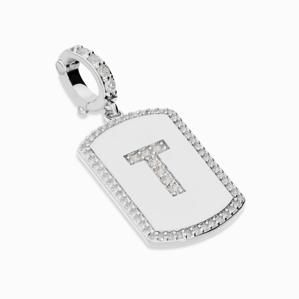 Italian Look of Diamonds Tag Style Initial Enhancer, White