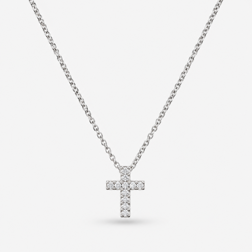 Italian Perfect Size Lab Grown Diamond Cross Necklace