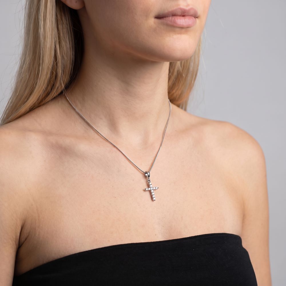 Italian Classic Stone Cross Pendant With Enhancer