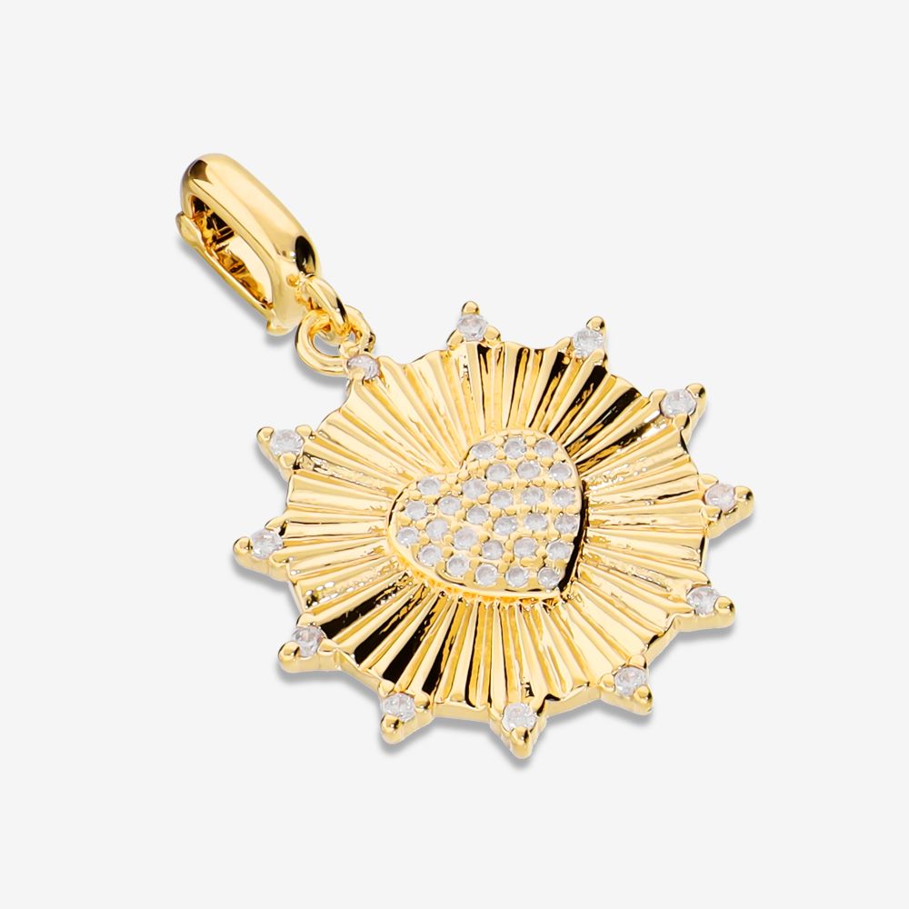 Italian Sunburst With Pave Heart Pendant/Enhancer
