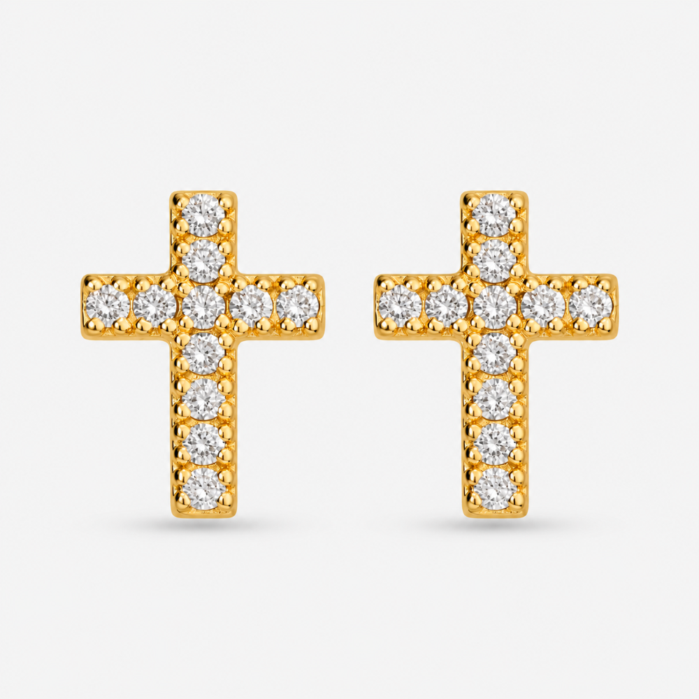 Italian Perfect Size Lab Grown Diamond Cross Earrings