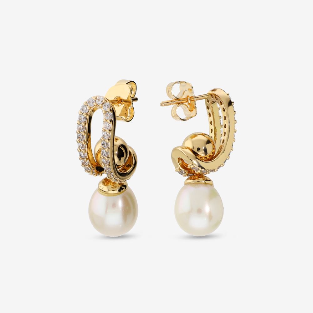 Italian Stone And Pearl Drop Earrings