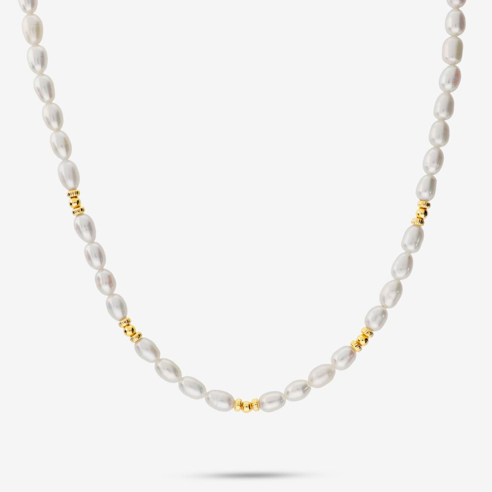 Italian Pearl Necklace With Bead Stations