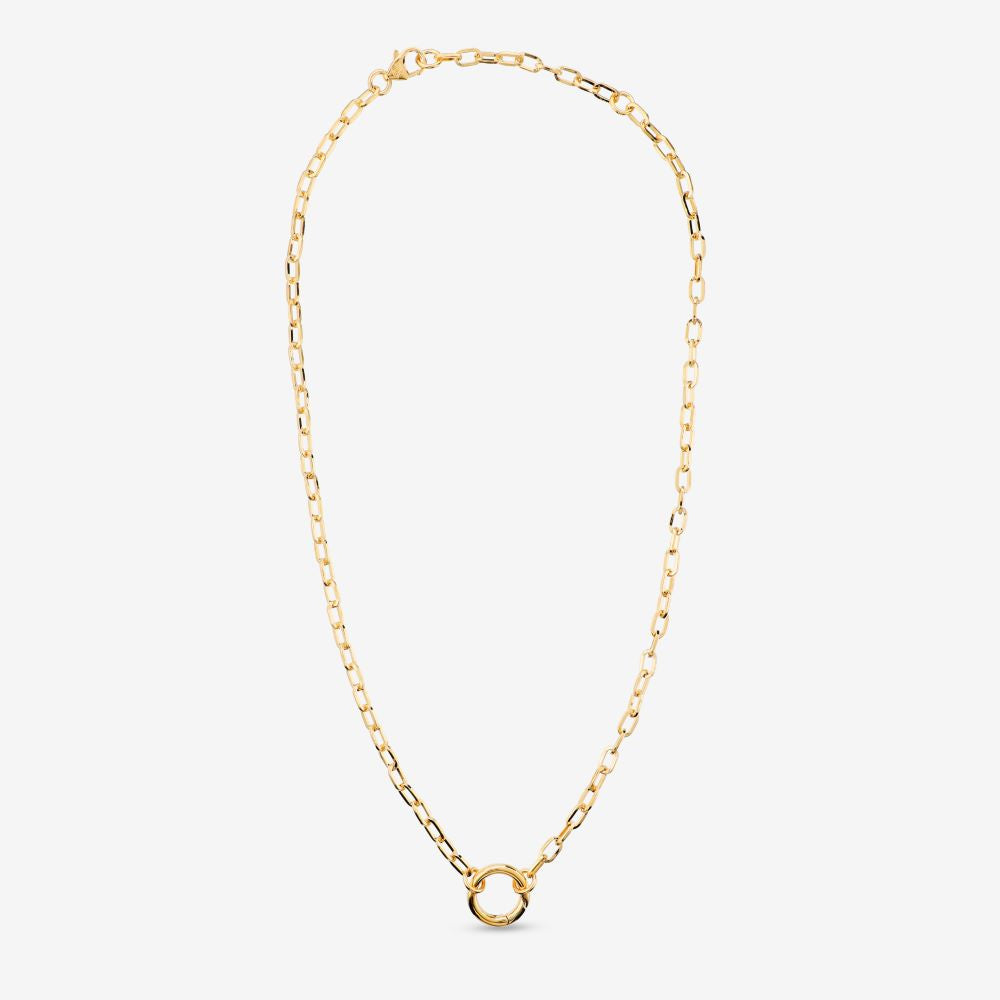 Italian Handmade Status Link Necklace With Circle Enhancer