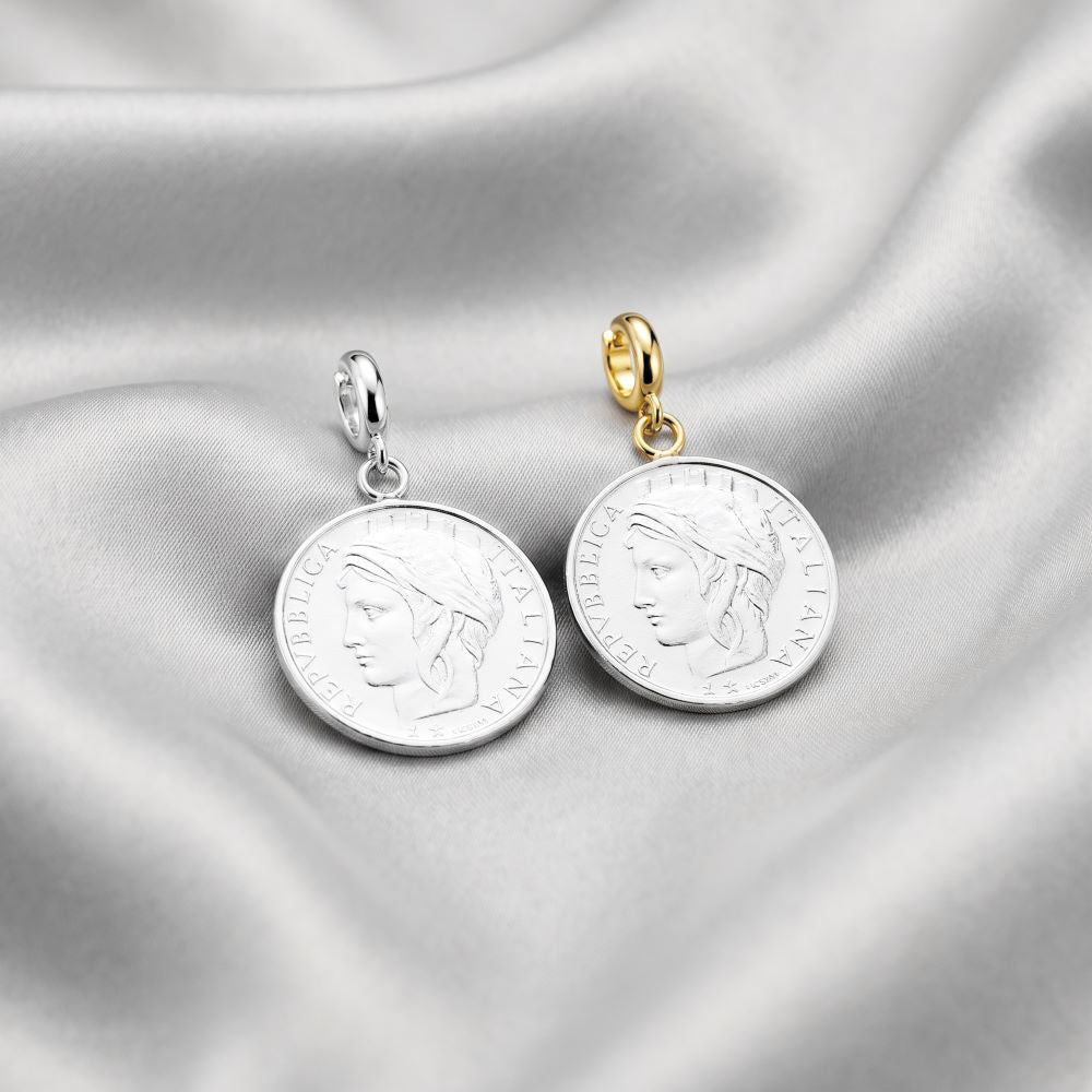 Italian Authentic 100 Lire Large Coin Pendant/Enhancer