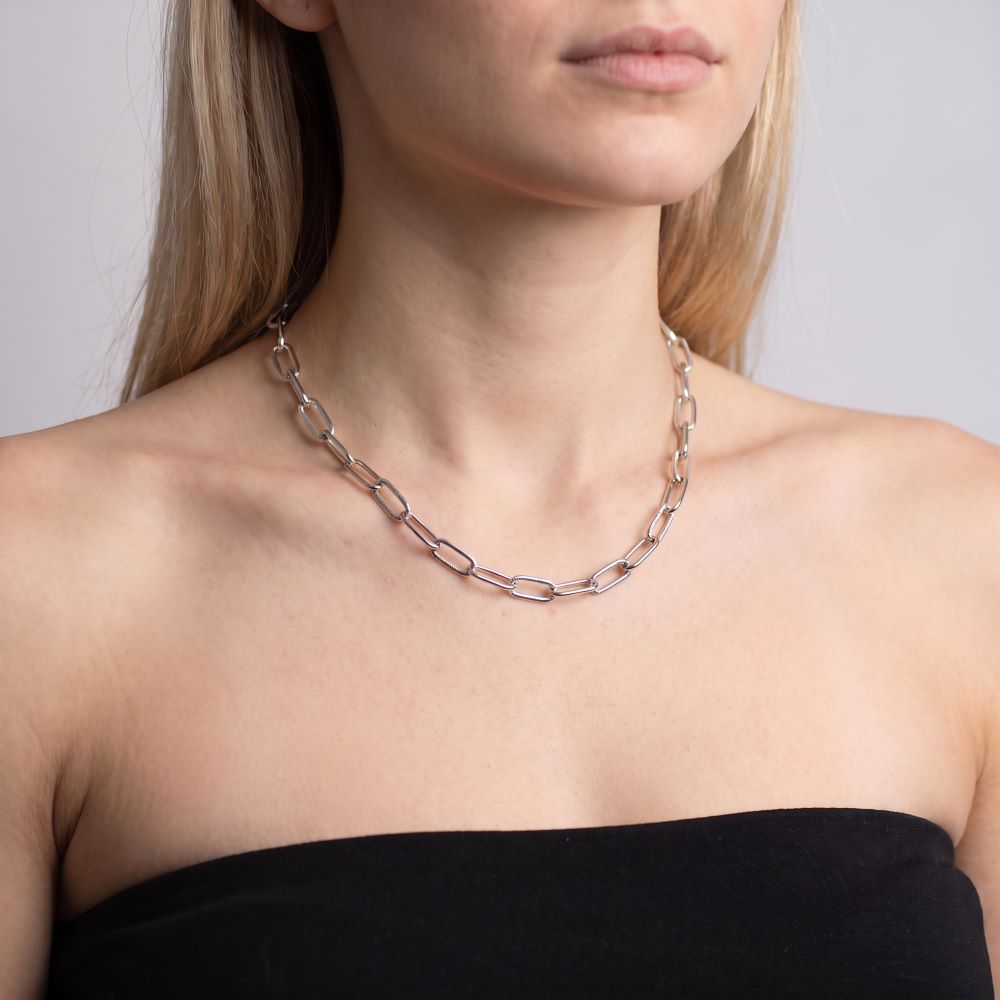 Italian Handmade Status Paperclip Link Necklace