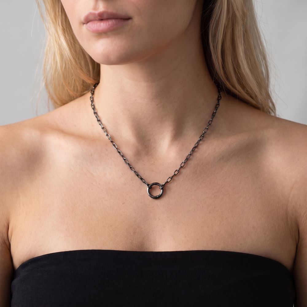 Italian Handmade Status Link Necklace With Circle Enhancer