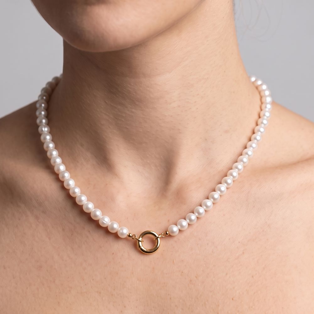 Italian Freshwater Pearl Necklace With Ring