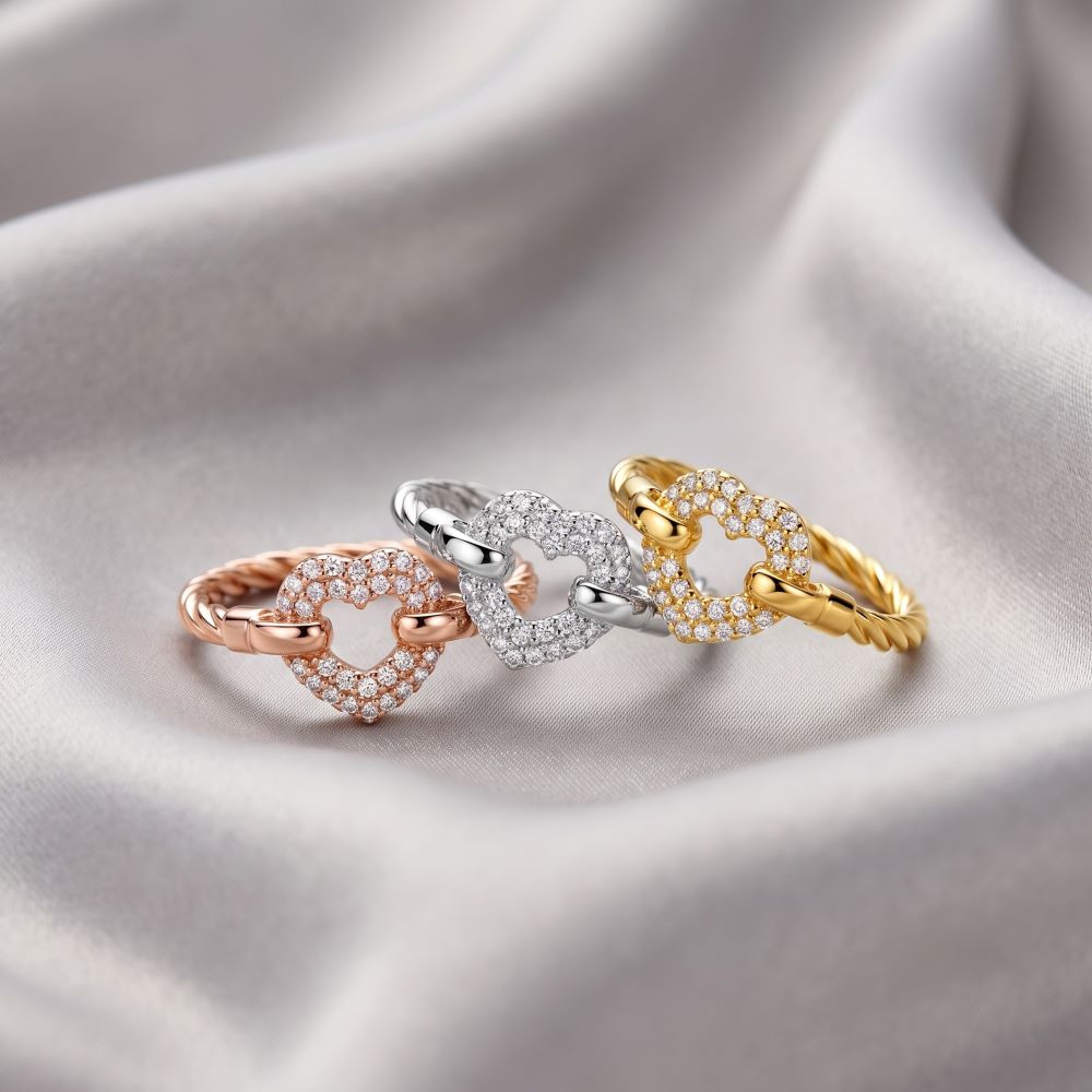 Italian Pave Open Heart Ring