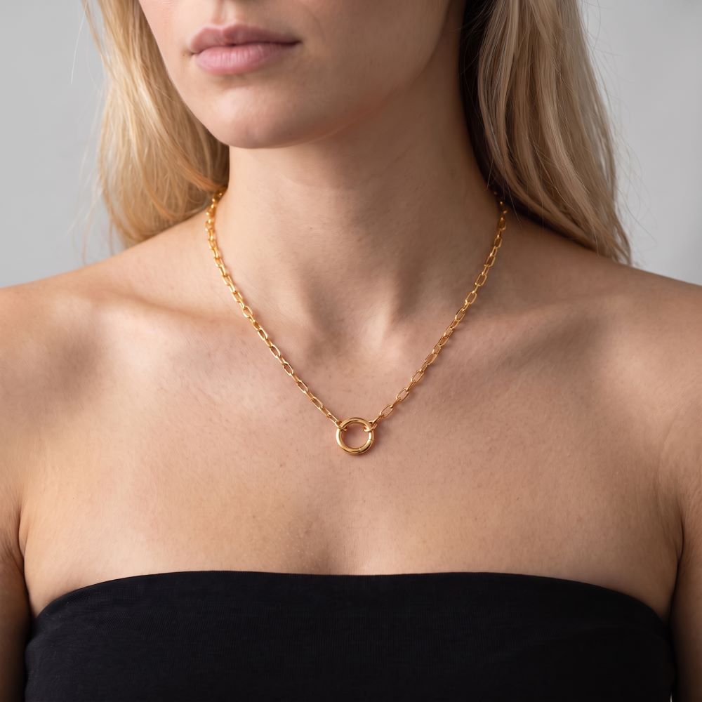Italian Handmade Status Link Necklace With Circle Enhancer