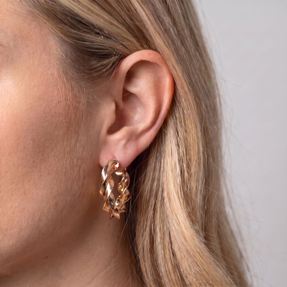 Italian Luxury Twist Hoop Earrings, 1.25"