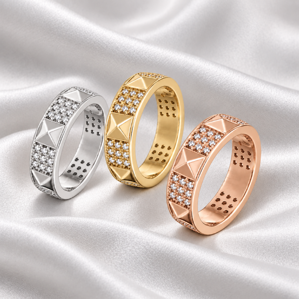 Italian Couture Inspired Pyramid Pave' Ring