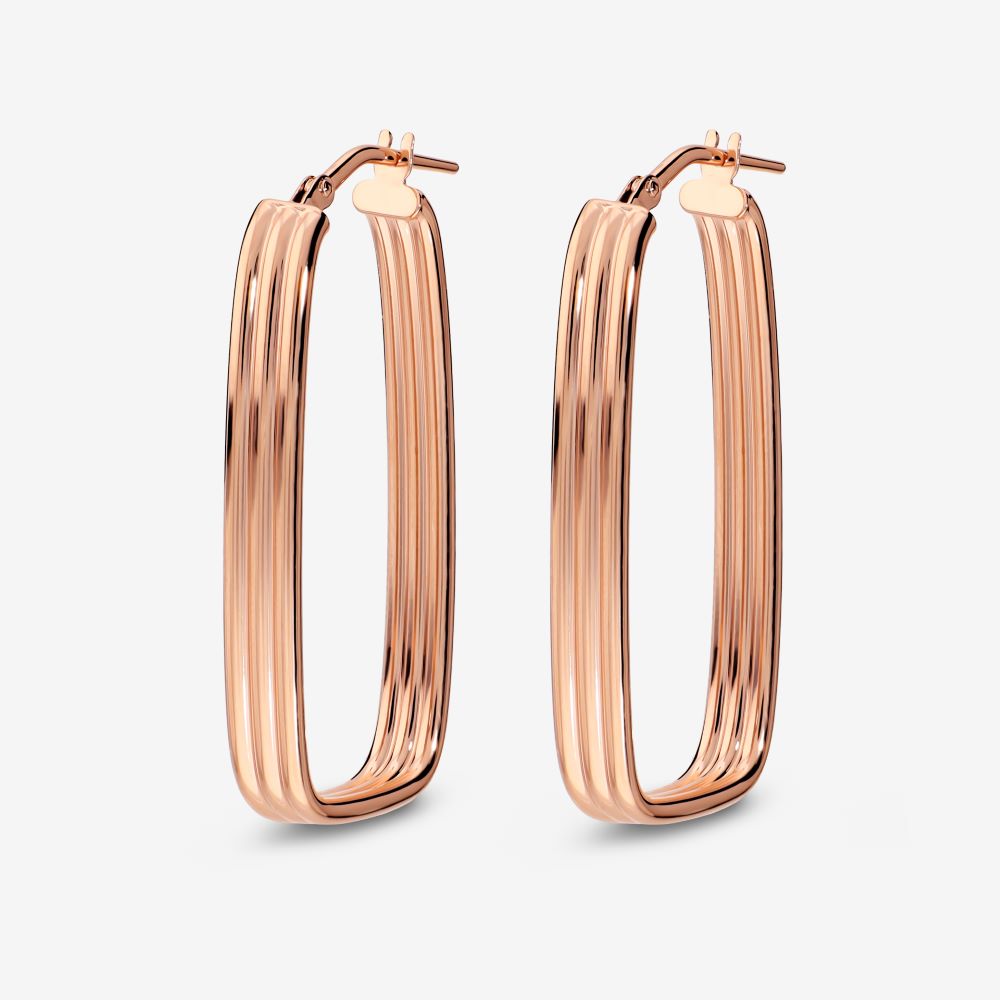 Italian Double Curved Rectangular Hoop Earrings