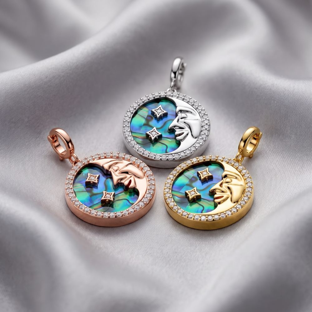 Italian Abalone Moon And Stars Pendant/Enhancer