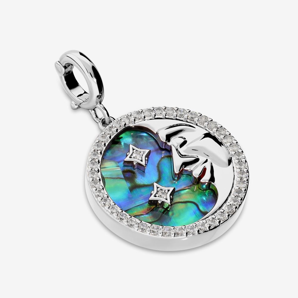 Italian Abalone Moon And Stars Pendant/Enhancer