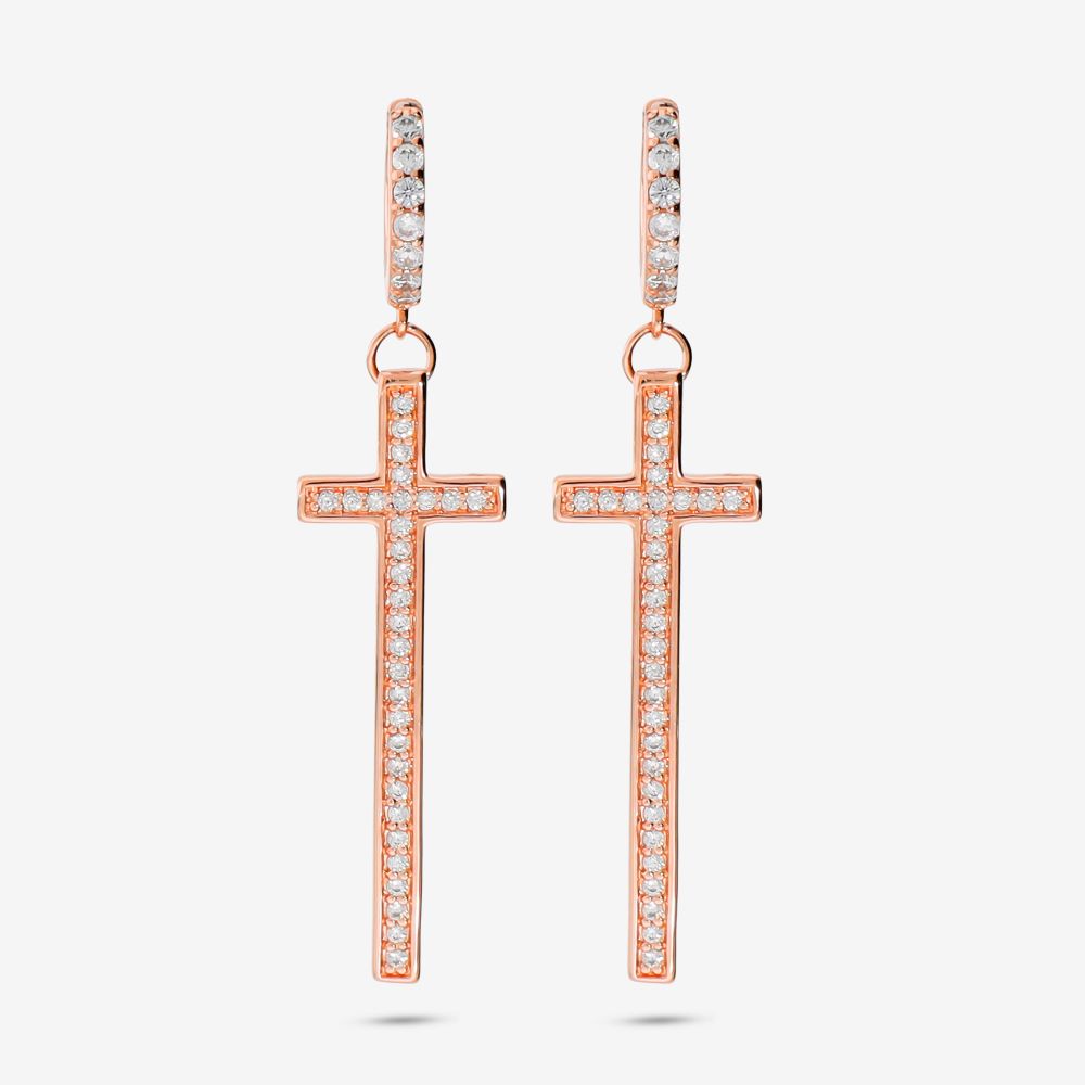 Italian Long Cross Stone Earrings