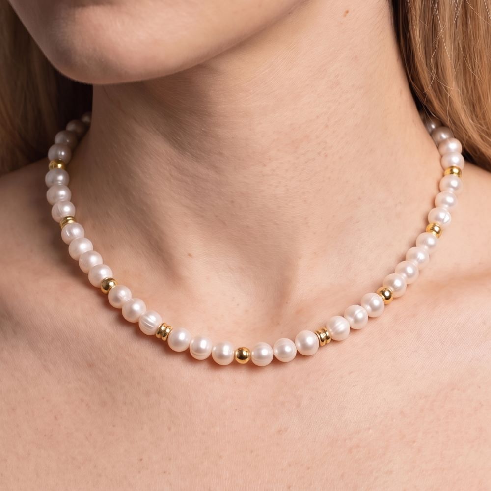 Italian Oval Pearl Necklace With T-Bar