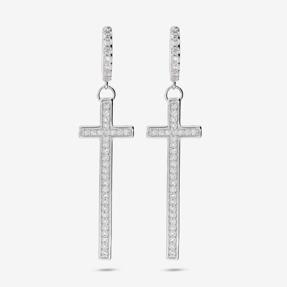 Italian Long Cross Stone Earrings