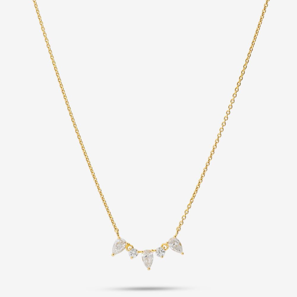 Italian Pear And Round Diamond Necklace, Lab Grown