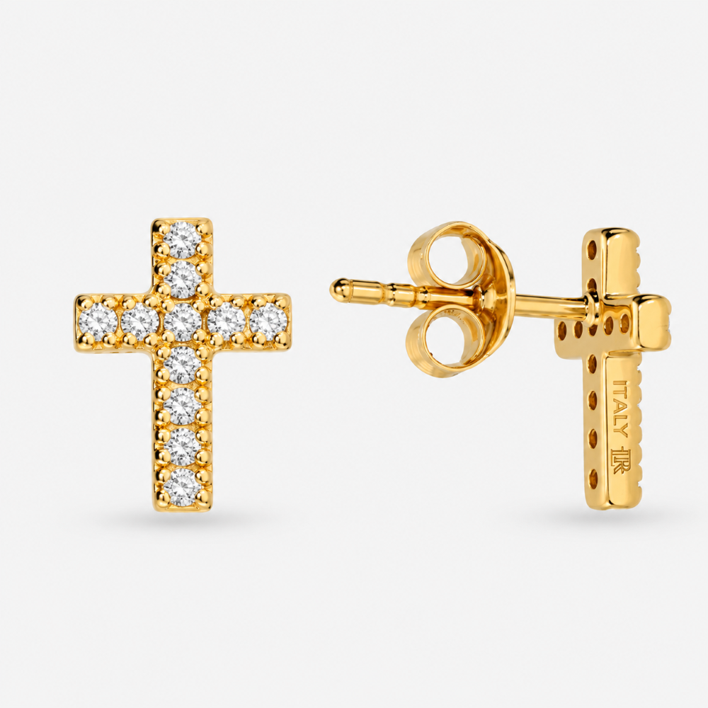 Italian Perfect Size Lab Grown Diamond Cross Earrings
