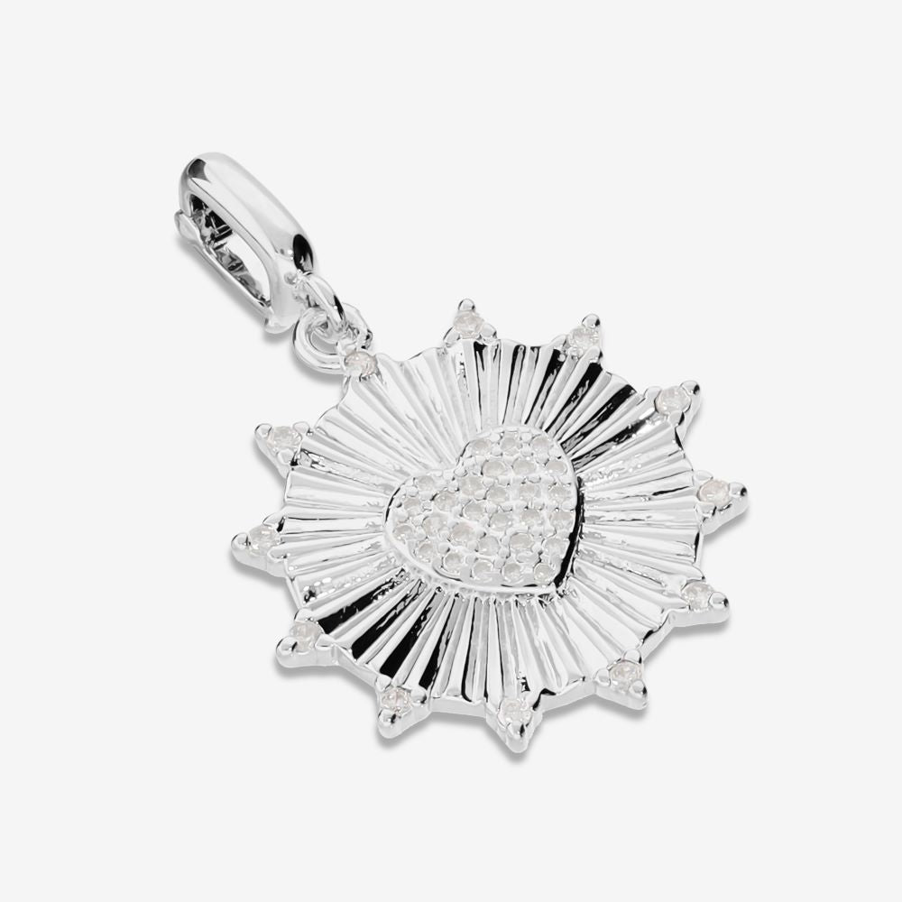 Italian Sunburst With Pave Heart Pendant/Enhancer