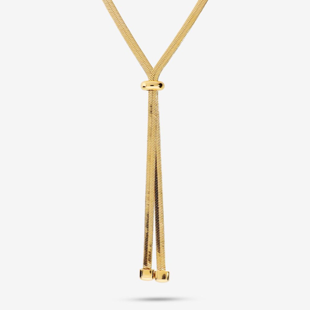 Italian Long Herringbone Slide Lariat Necklace