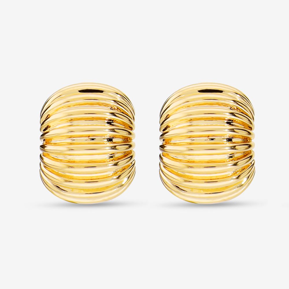 Italian Look of Fine Ribbed Huggie Earrings
