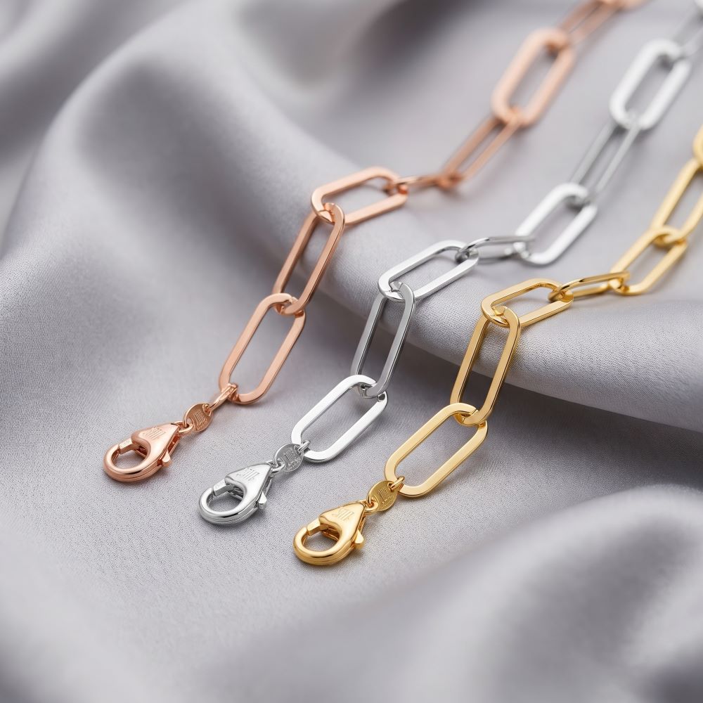 Italian Handmade Polished Oval Link Necklace