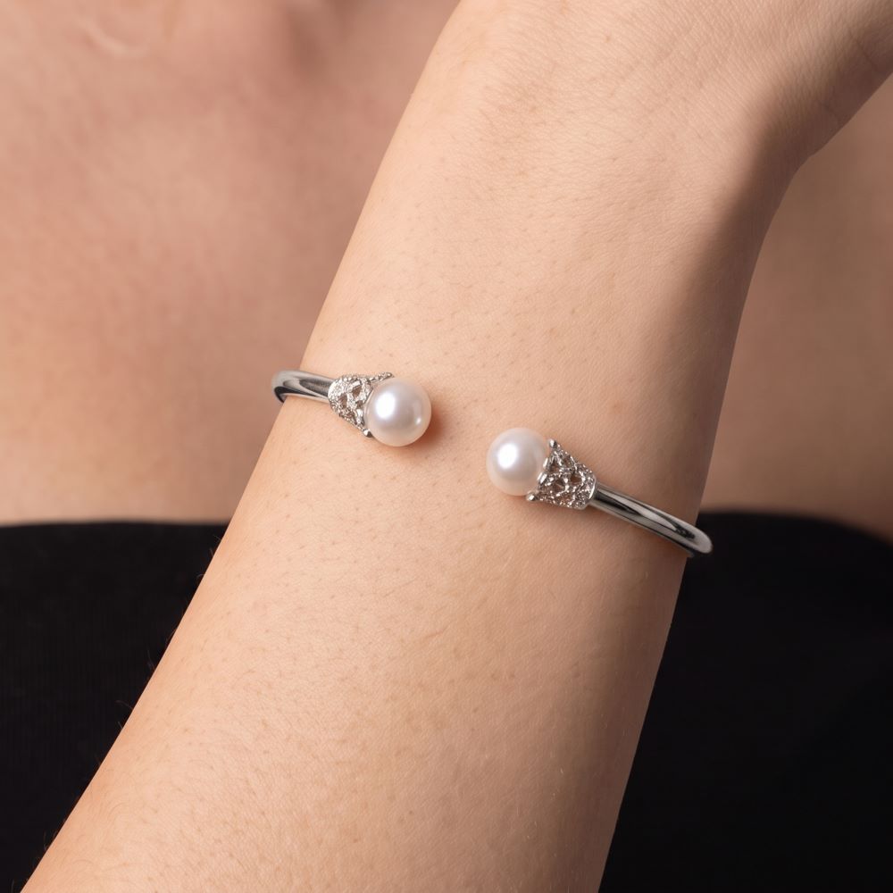 Italian Pearl Detail Cuff Bracelet