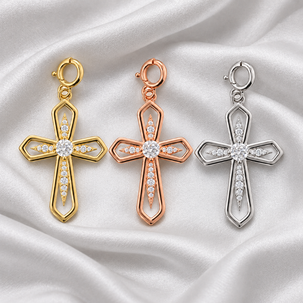 Italian Open Cross With Center Stones