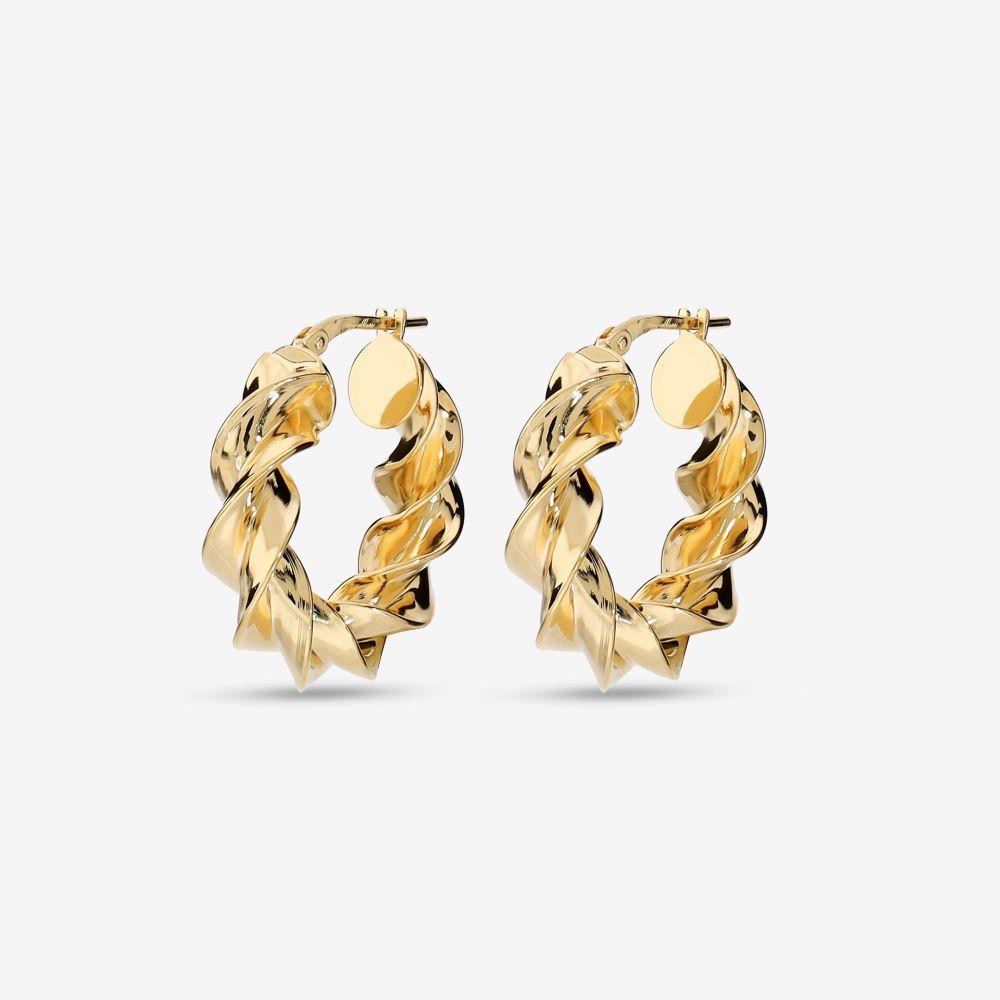 Italian Luxury Twist Hoop Earrings, 1"