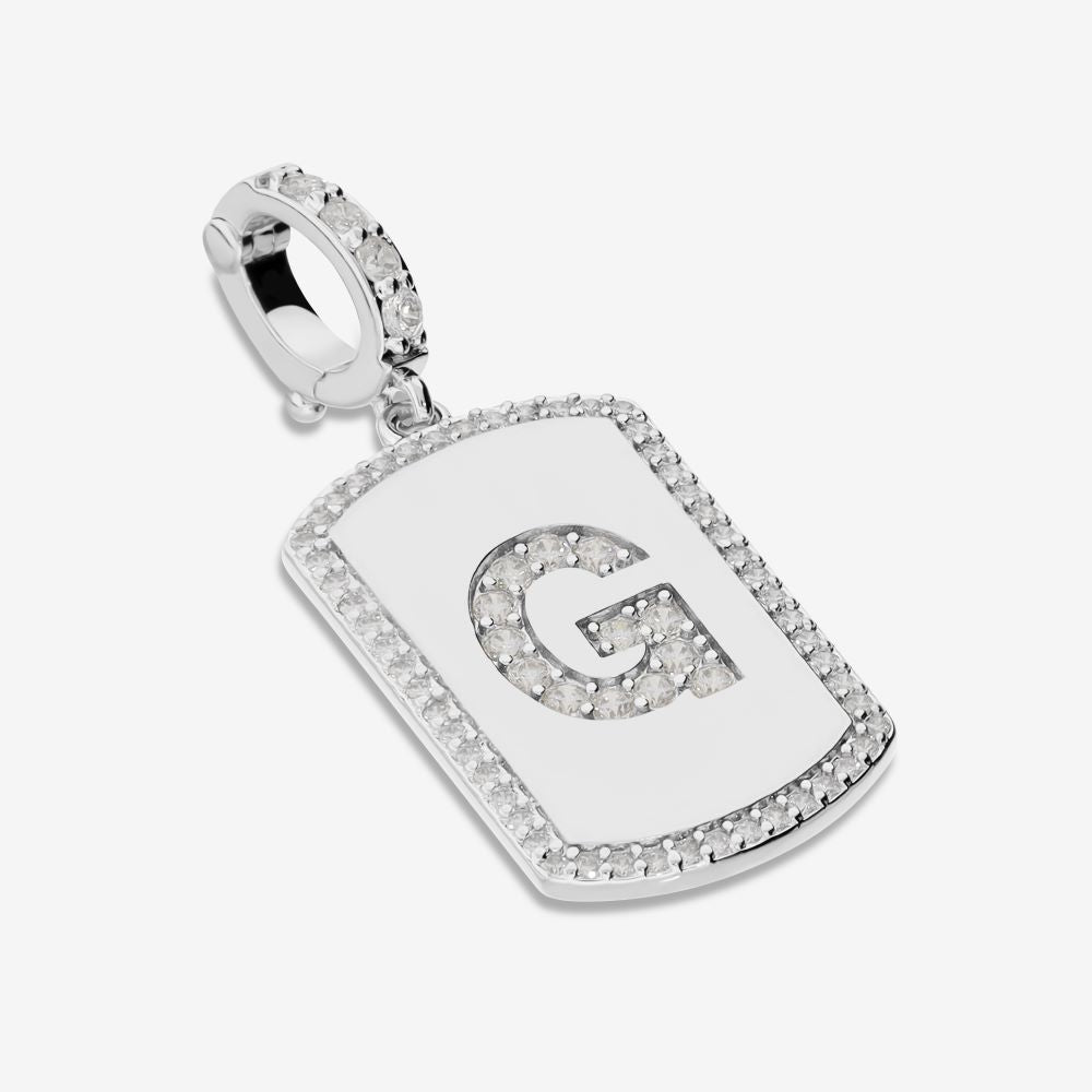 Italian Look of Diamonds Tag Style Initial Enhancer, White