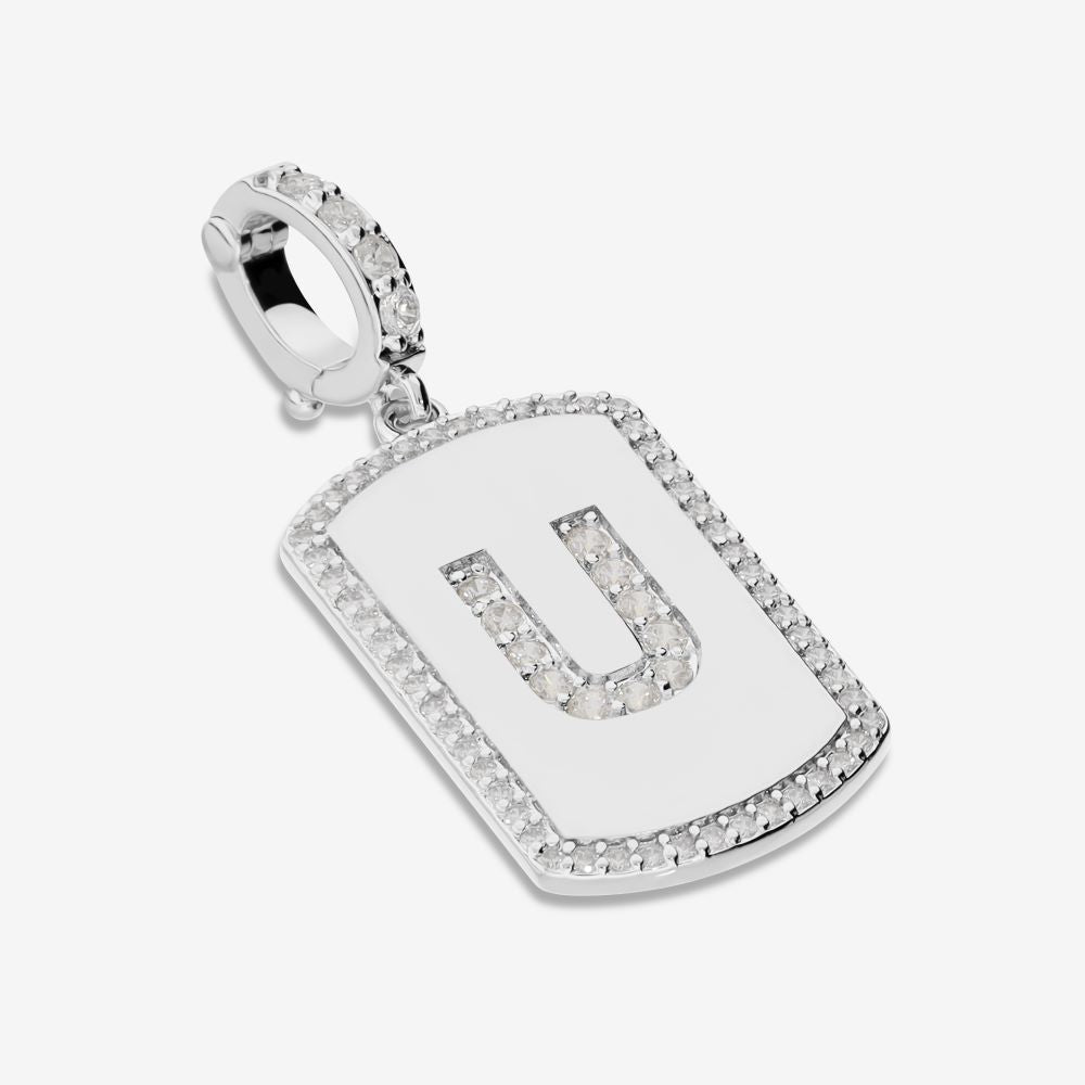 Italian Look of Diamonds Tag Style Initial Enhancer, White