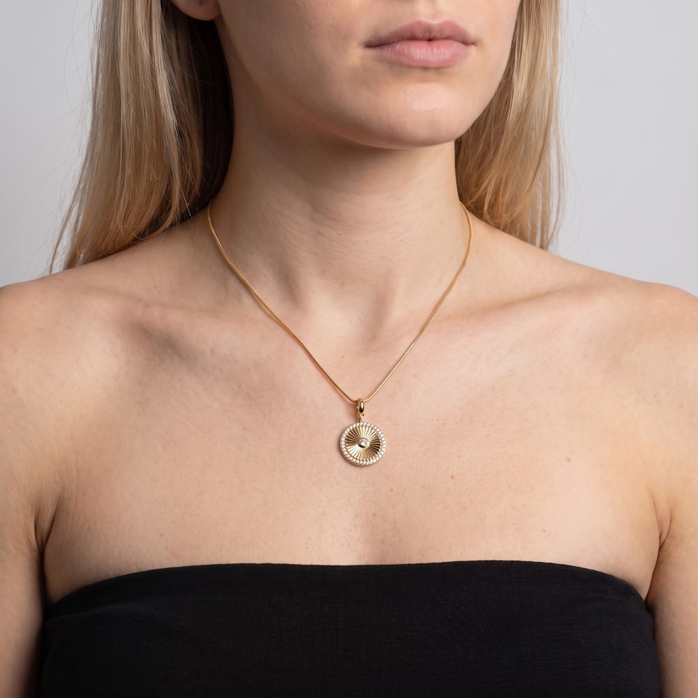 Italian Round Sunburst Enhancer with Stones